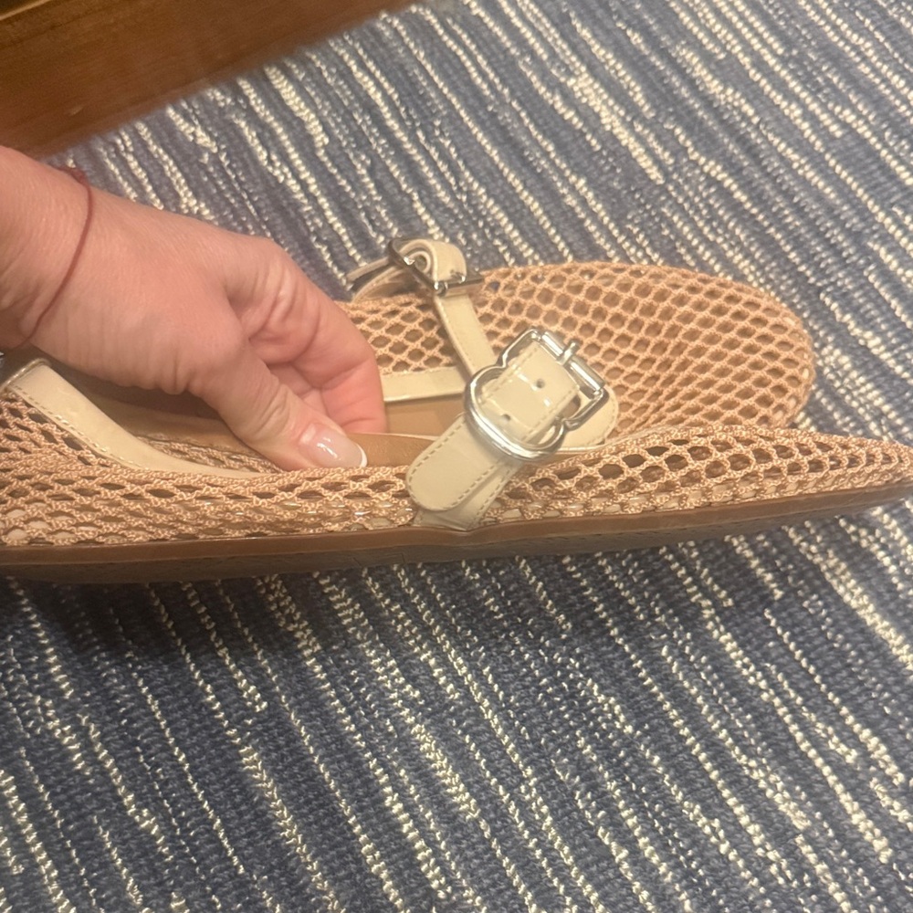 Alaia Nude Mesh Mary Jane Flats with Patent Strap - Picture 5 of 6